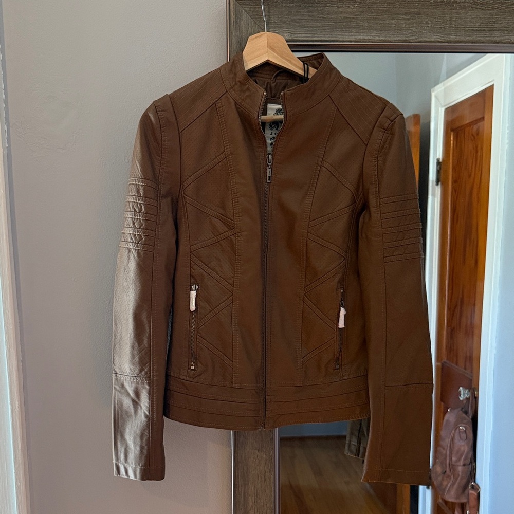 Made by Johnny Faux Leather Moto Biker Jacket size Medium
